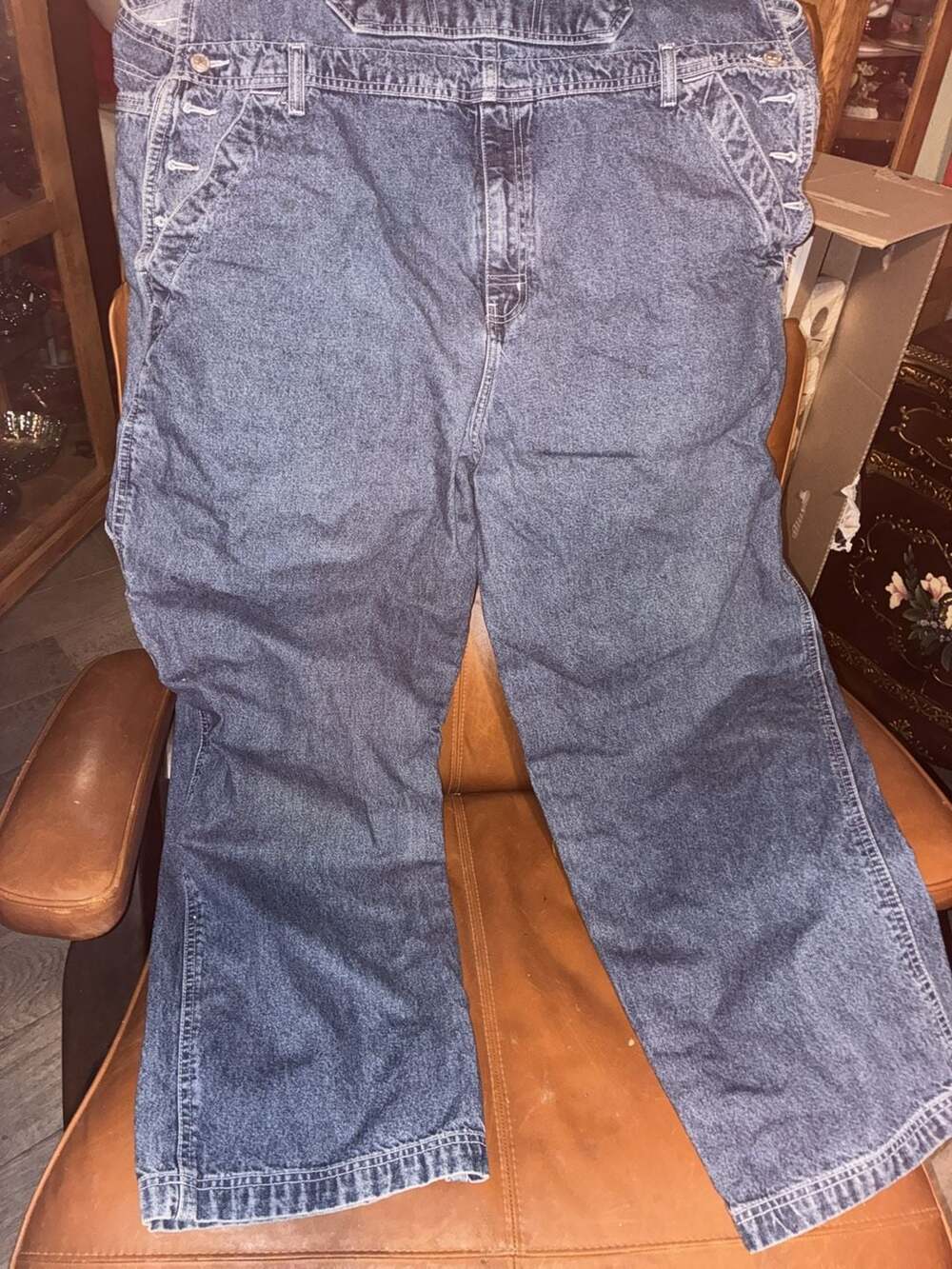 Faded Glory Mens Size XXL Stone Wash Denim Overalls Style FG 9832